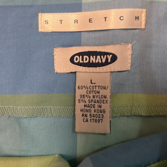 NWOT🌷OLD NAVY🌷Light blue green plaid cotton stretch side zip camisole - Picture 2 of 3